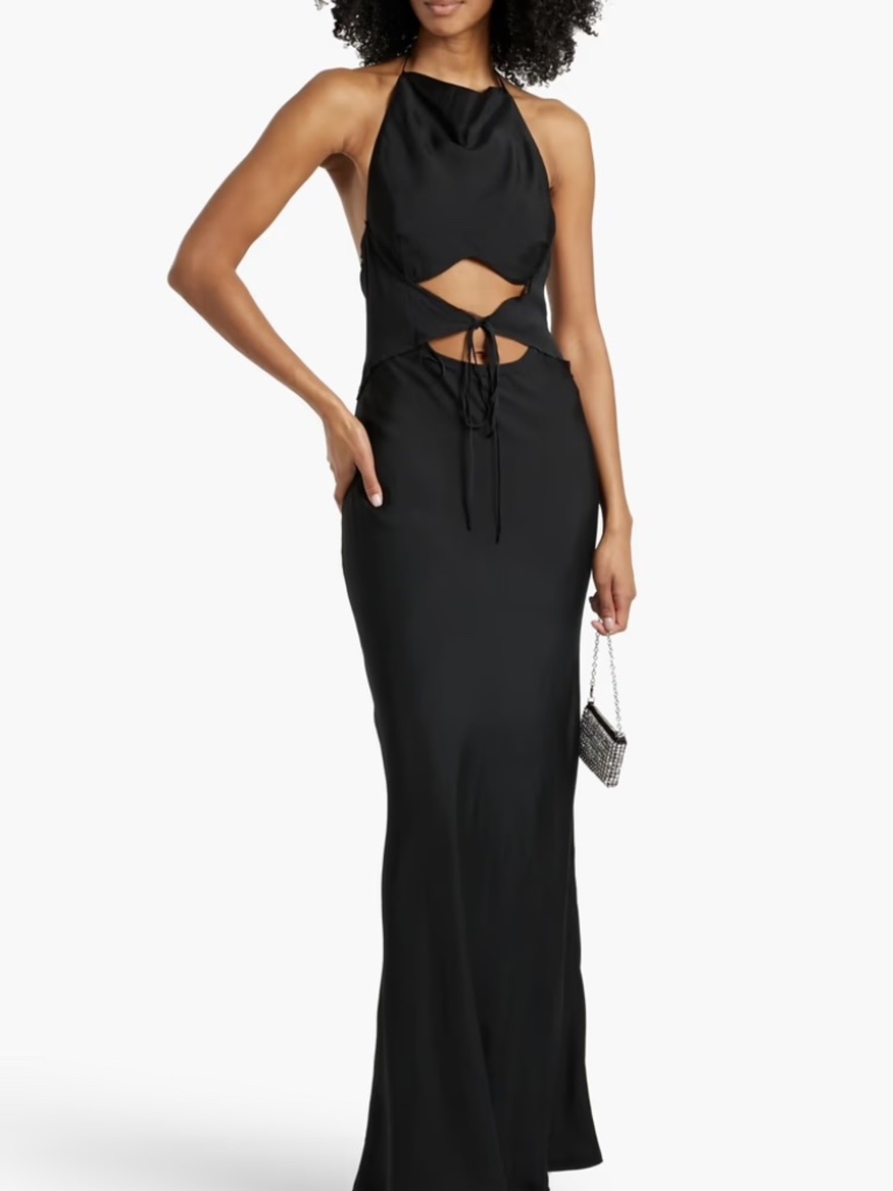NWT BEC & BRIDGE Naomi chiffon-paneled twill halterneck dress UK14/US10
